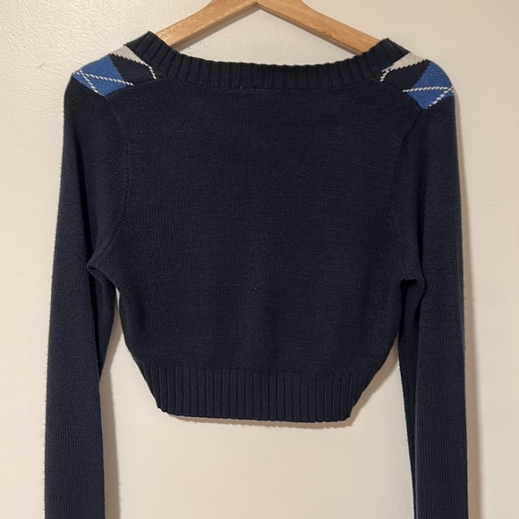 patterned blue sweater cardigan - Picture 2 of 2